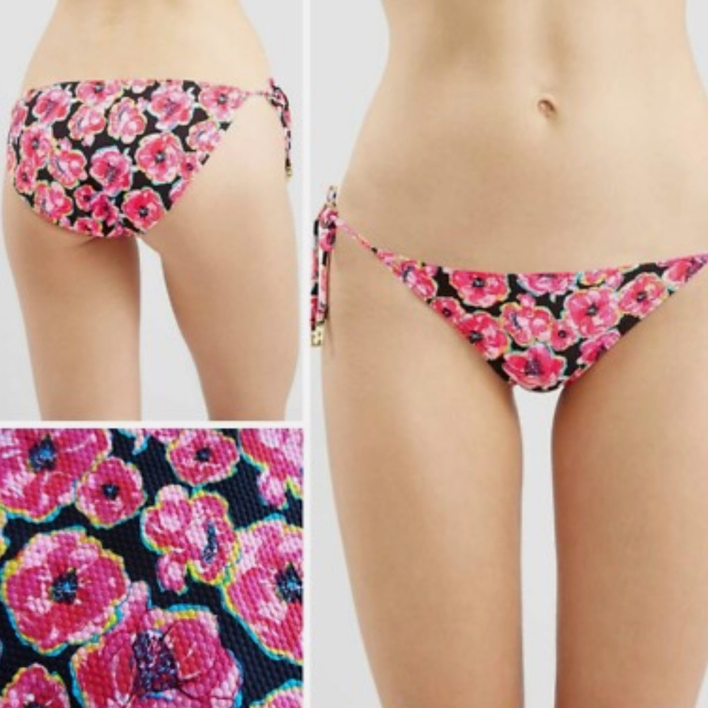 Topshop | Floral poppy print Bikini Bottom with Side Ties